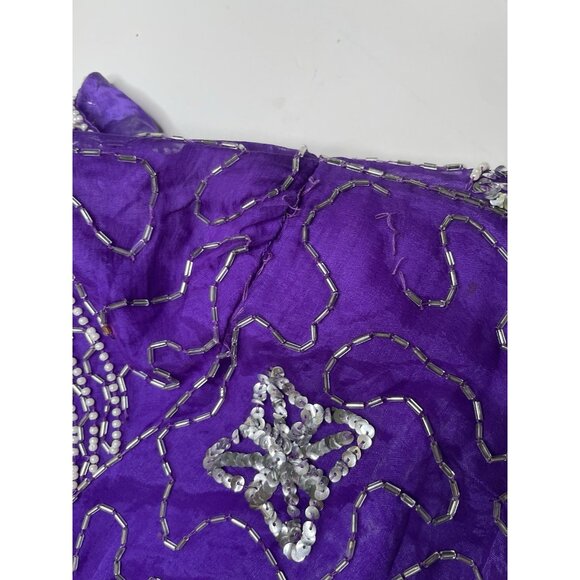 tan chho Women’s 100% Silk Beaded Purple Set Suit Costume Small Vintage 20s - Picture 7 of 13